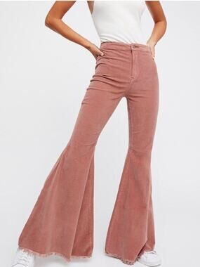 Free People Dusty Rose Just Float Corduroy Flare Pants Sz.28